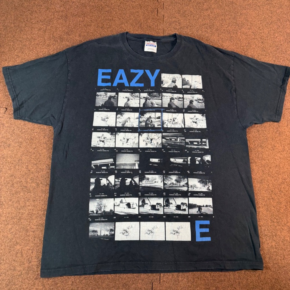 Eazy-E Graphic T-Shirt Mens XL Black Kodak Film Contact Sheet Hanes Heavyweight